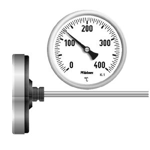 25 - termometr bimetaliczny, króciec tylny, wersja przemysłowa dla ciepłownictwa, klimatyzacji